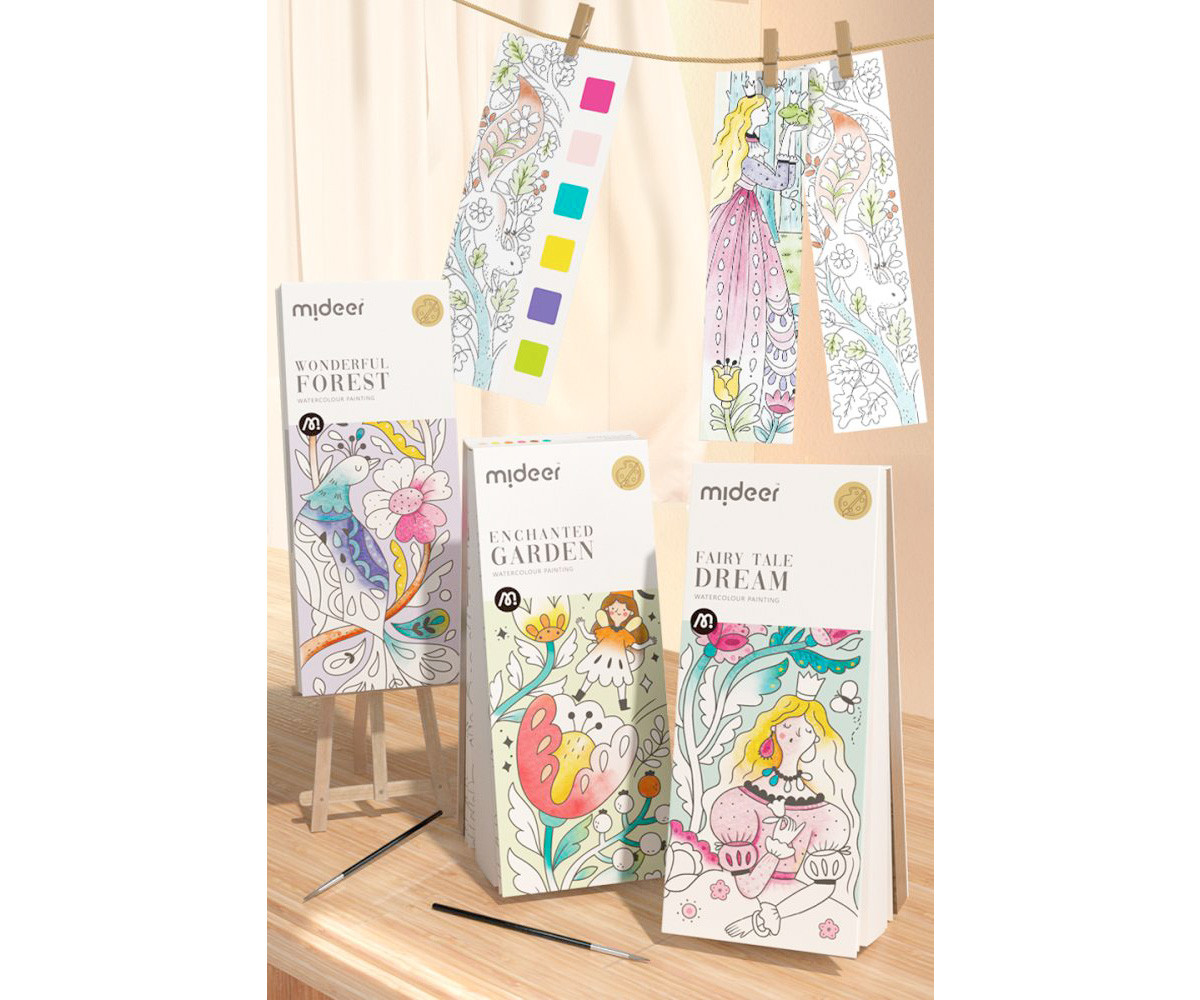 Libro da Colorare ad Acquerello Wonderful Forest