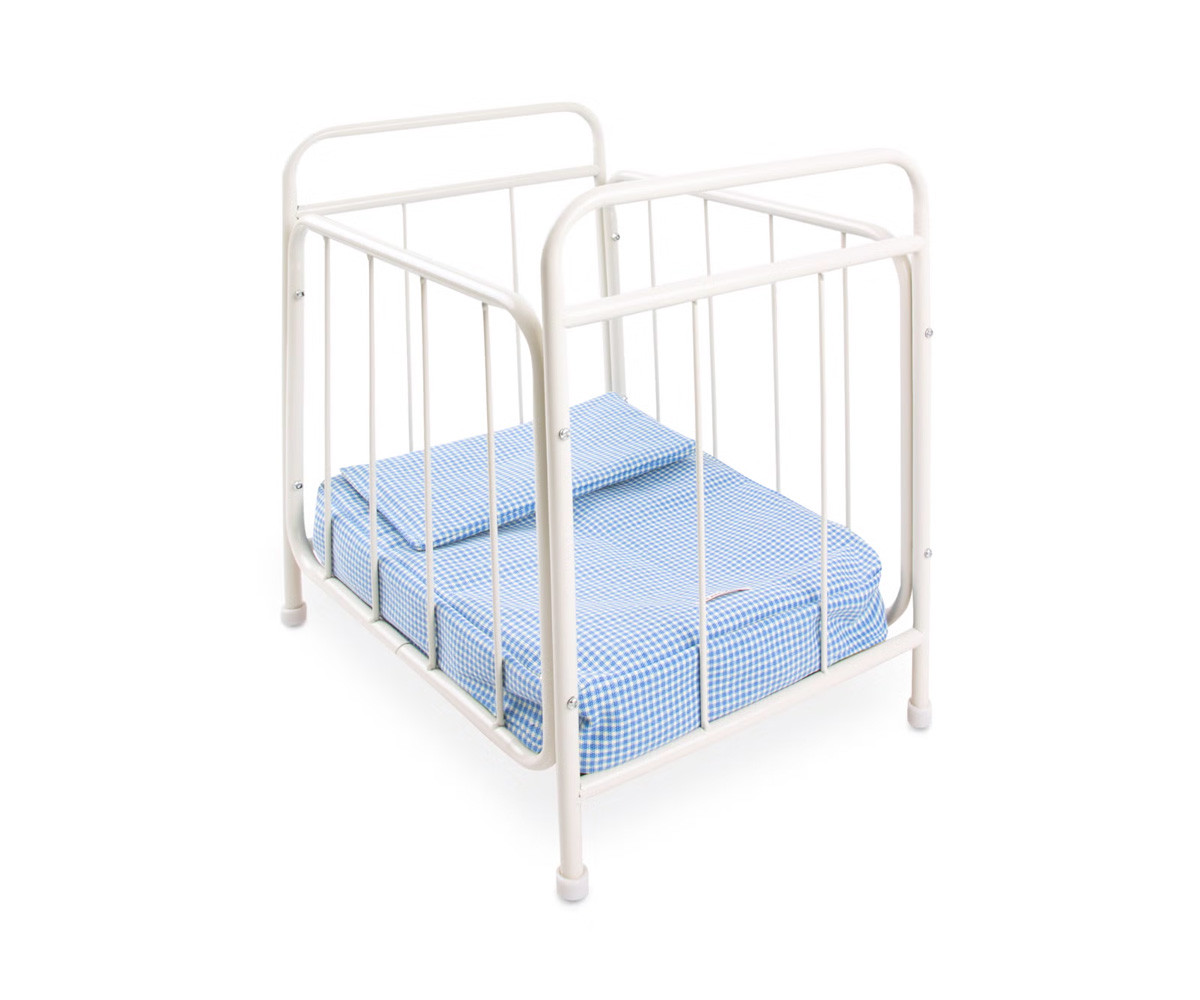 Lettino Metallo Bambole Gommu Vichy Azzurro