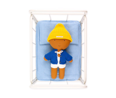 Lettino Metallo Bambole Gommu Vichy Azzurro