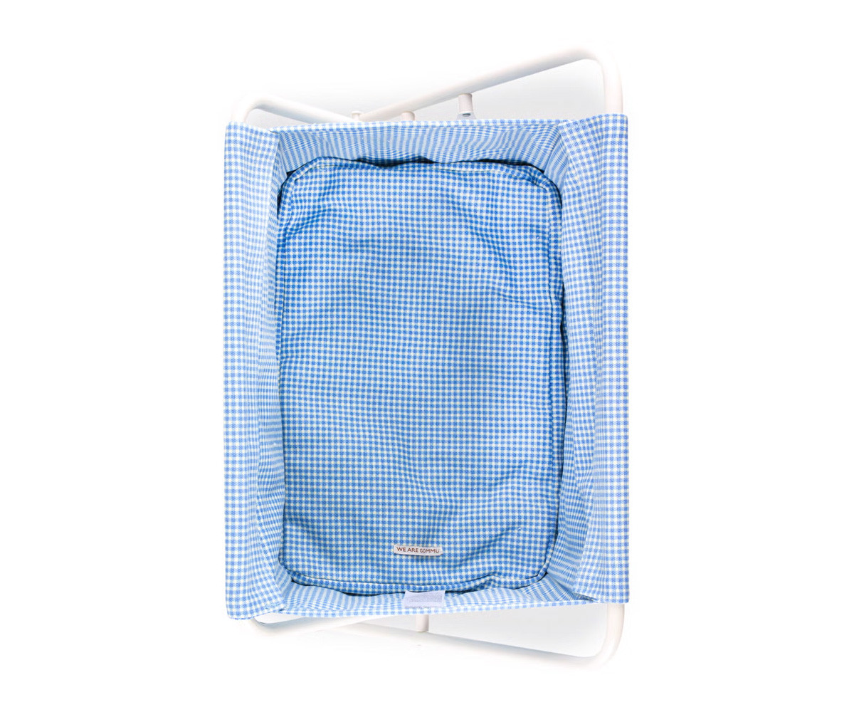 Culla Metallo e Tela Bambole Gommu Vichy Azzurro