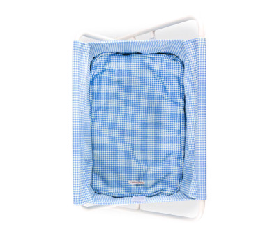 Culla Metallo e Tela Bambole Gommu Vichy Azzurro