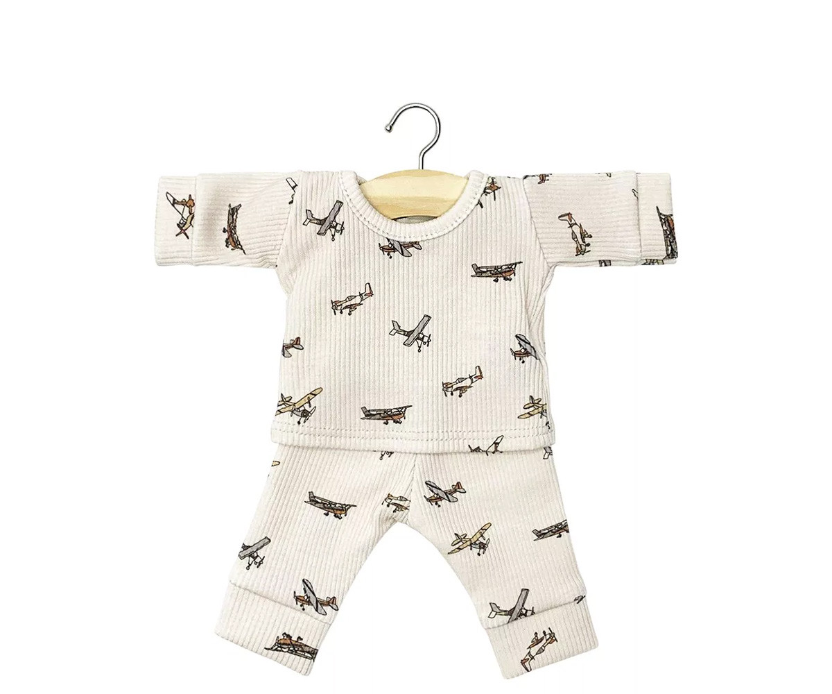 Pigiama Bambole Minikane Morgan Côtellée Petits Avions Beige