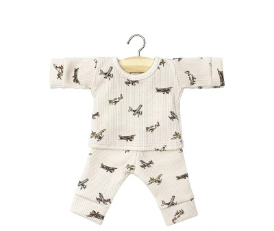 Pigiama Bambole Minikane Morgan Côtellée Petits Avions Beige
