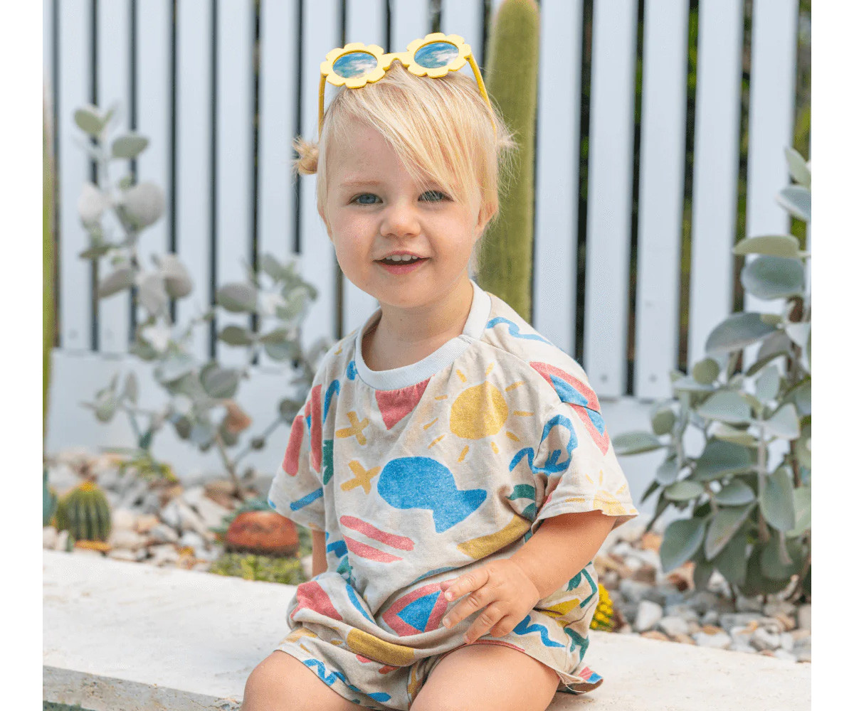 Gafas de Sol Flexibles (3-5 años) Polarizadas Daisy Flower Yellow Mirrored Lenses