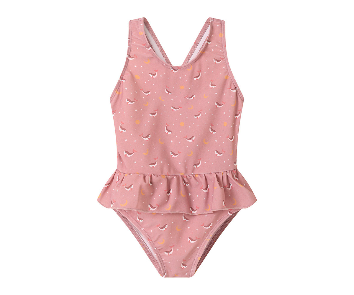 Costume Intero Incrociato con Volanti Pink Whale