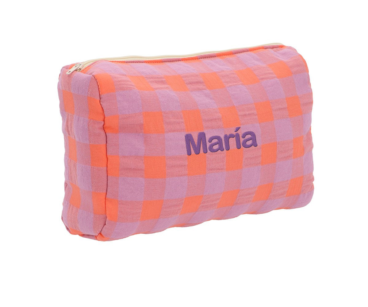 Neceser Acolchado Vichy Lila Personalizable