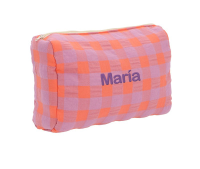 Neceser Acolchado Vichy Lila Personalizable