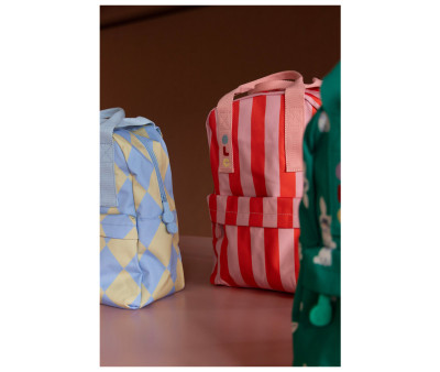 Mochila Escolar Ole Mediana Personalizable Stripe Poppy Red + Litchi