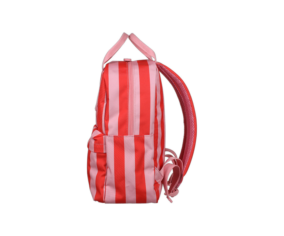 Mochila Escolar Ole Mediana Personalizable Stripe Poppy Red + Litchi