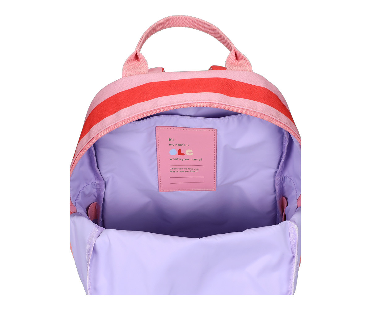 Mochila escolar Ole Medium personalizável Stripe Poppy Red + Litchi