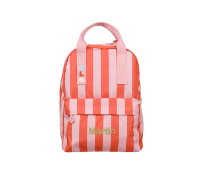 Mochila Escolar Ole Mediana Personalizable Stripe Poppy Red + Litchi