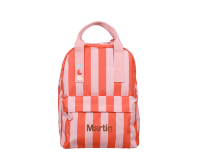 Mochila Escolar Ole Mediana Personalizable Stripe Poppy Red + Litchi