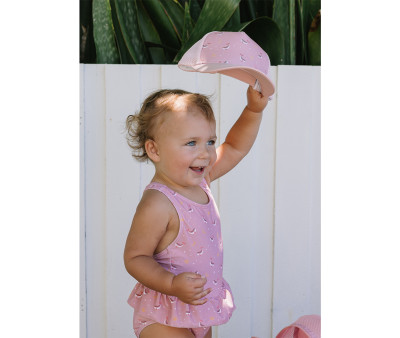 Costume Intero Incrociato con Volanti Pink Whale