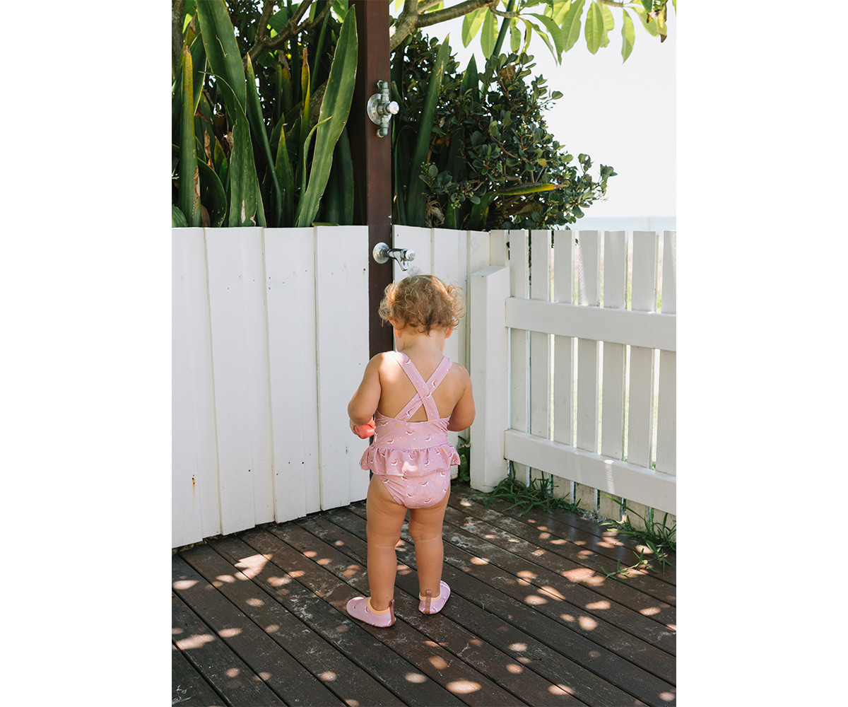 Costume Intero Incrociato con Volanti Pink Whale