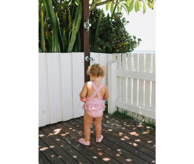 Costume Intero Incrociato con Volanti Pink Whale