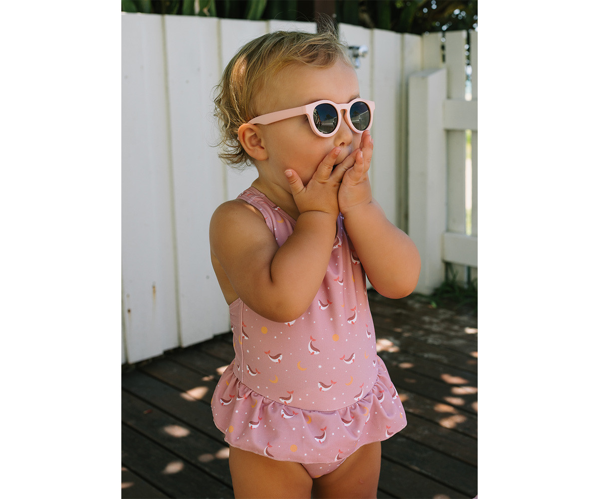 Costume Intero Incrociato con Volanti Pink Whale