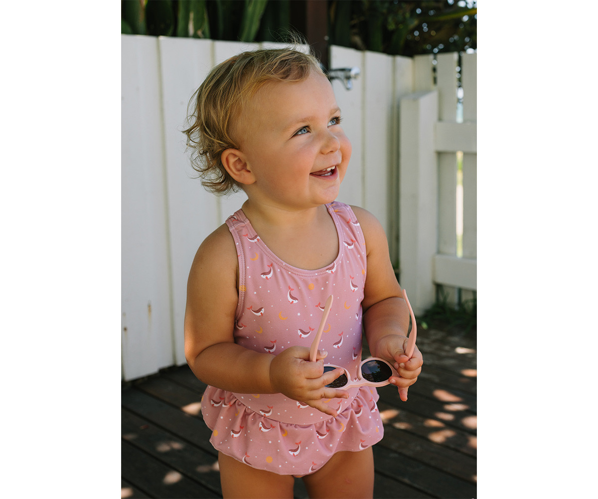 Costume Intero Incrociato con Volanti Pink Whale