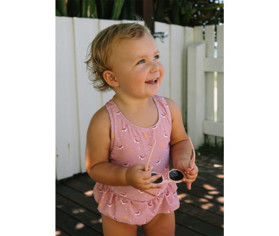 Costume Intero Incrociato con Volanti Pink Whale