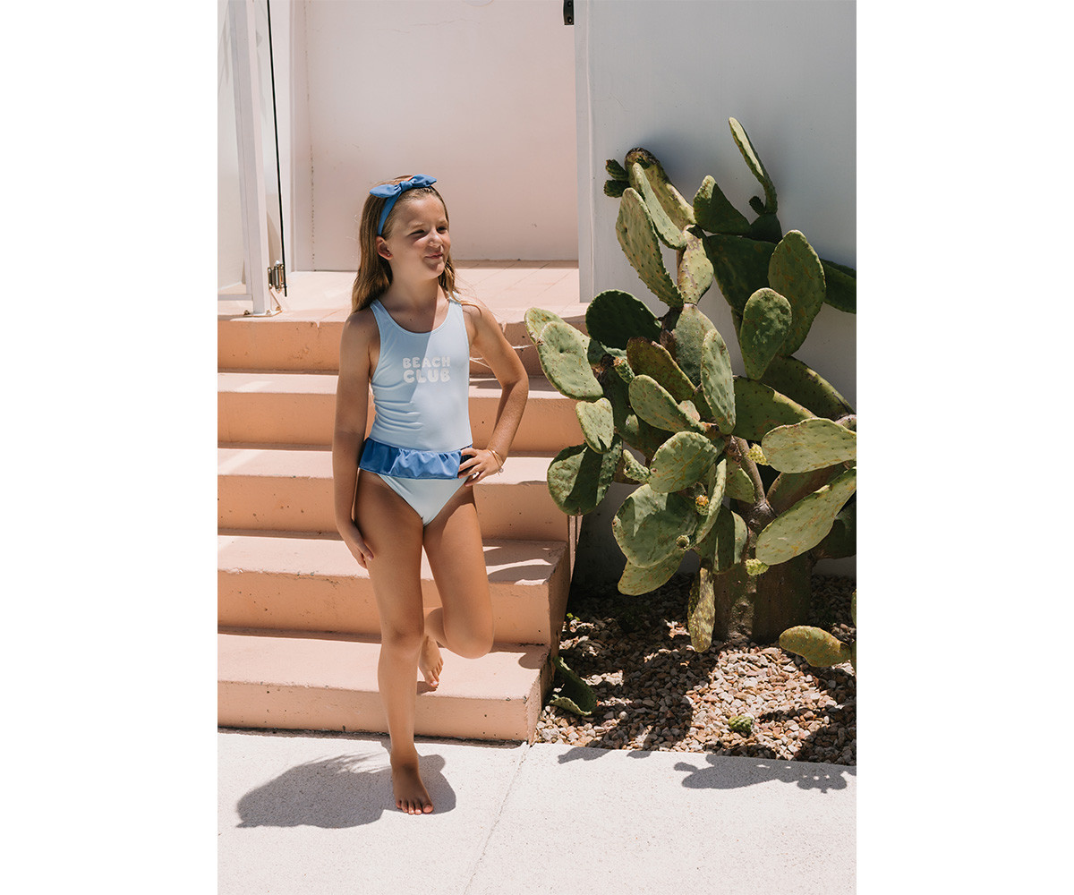 Costume Intero Incrociato con Volanti Stripes Blues & Beyond