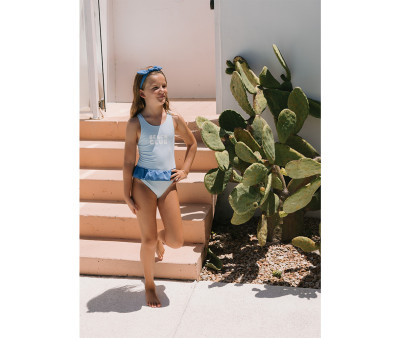 Costume Intero Incrociato con Volanti Stripes Blues & Beyond