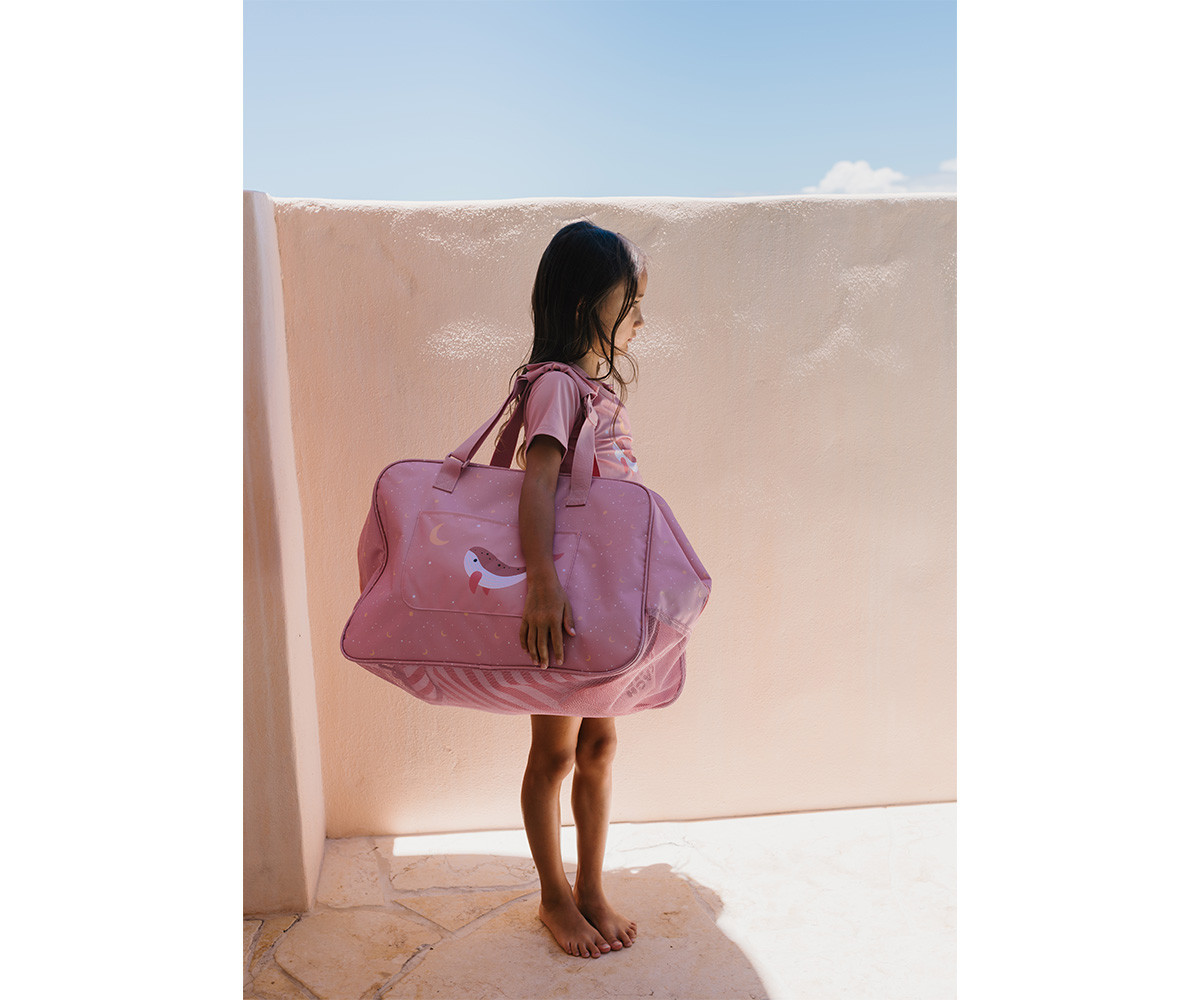 Borsa Spiaggia Anti Sabbia Pink Whale Personalizzabile