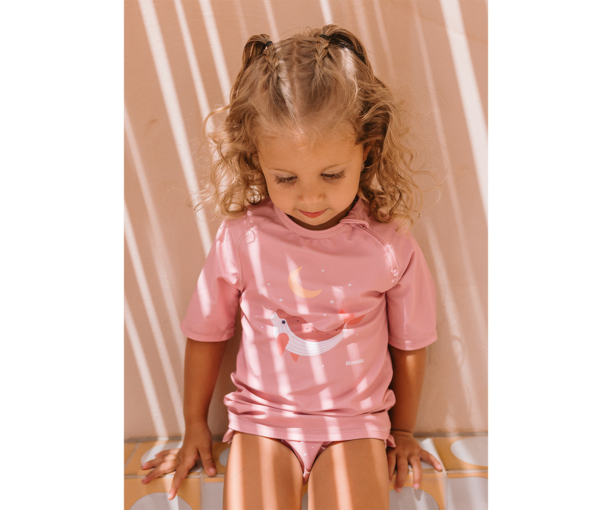 Camiseta de proteção solar Rosa Whale Pink