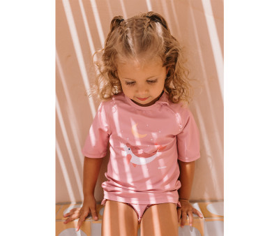 Camiseta de proteção solar Rosa Whale Pink