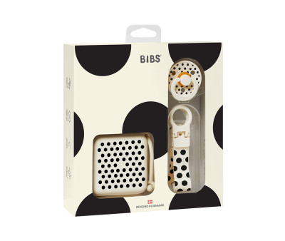 Coffret Cadeau BIBS Baby Soothe & Go Polka Ivory/Black 