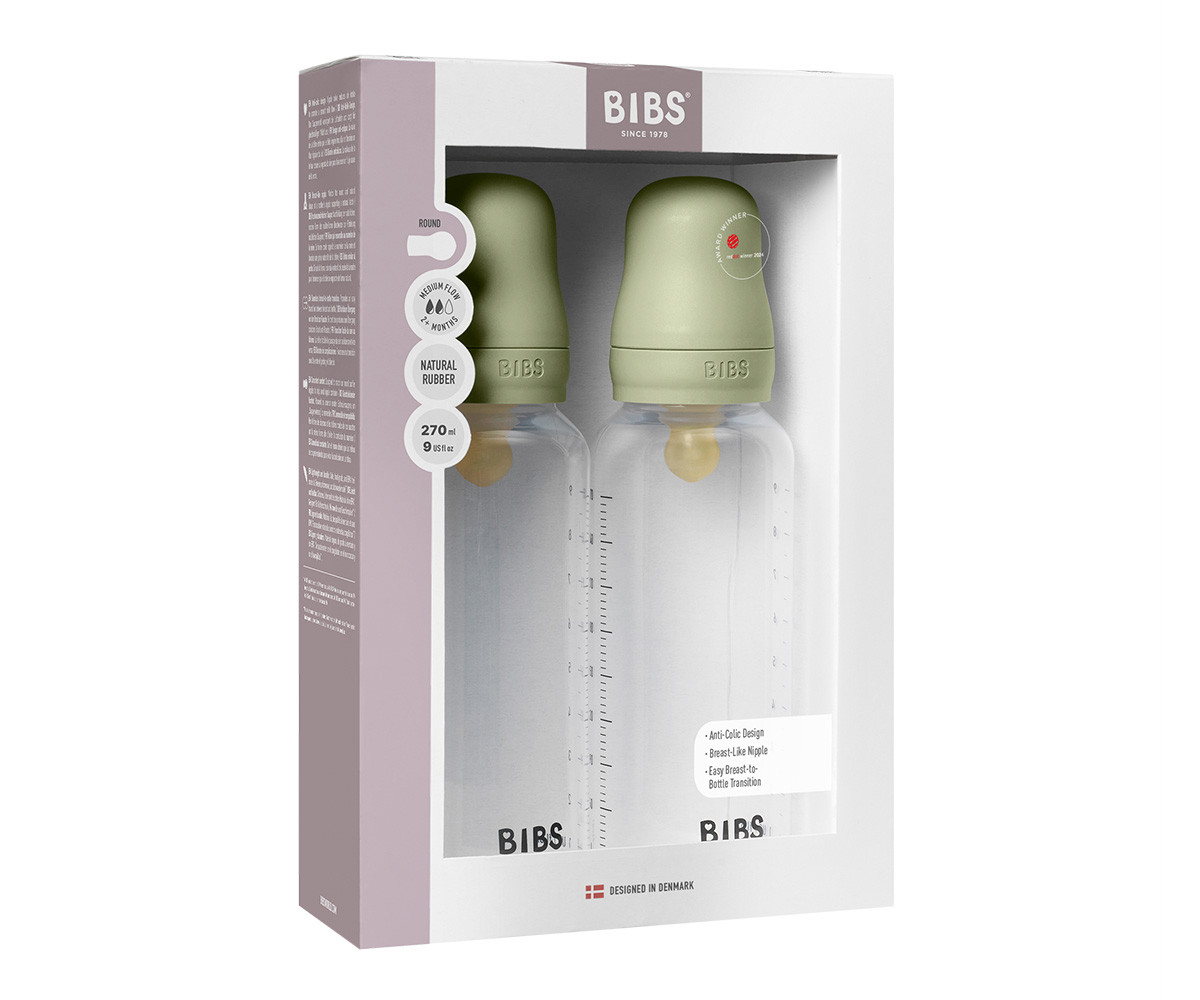 2 Biberon Plastica BIBS Lattice Sage 270ml