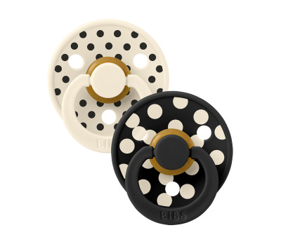 2 Sucettes BIBS Colour Round Polka Ivory/Black