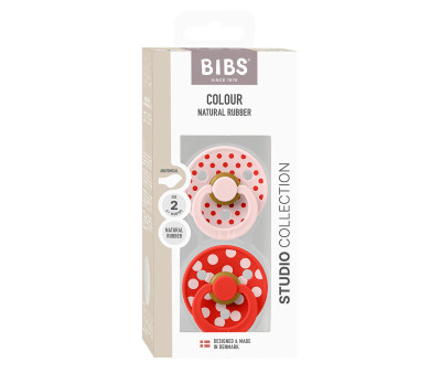 2 Sucettes BIBS Colour Physiologique Polka Blossom/Candy Apple