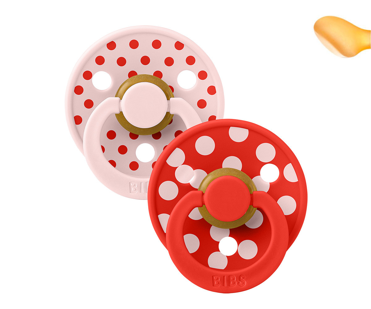 2 Sucettes BIBS Colour Physiologique Polka Blossom/Candy Apple