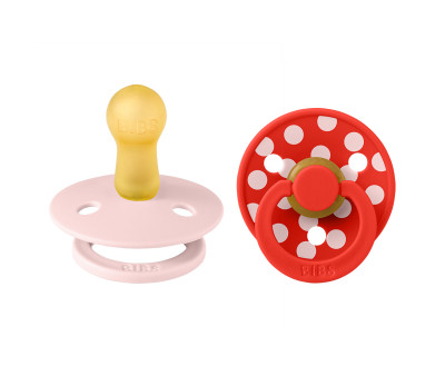 2 Sucettes BIBS Colour Round Polka Blossom/Candy Apple