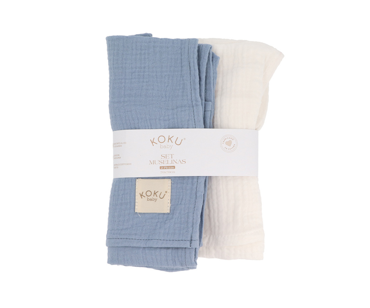 Pack 2 Mussole Media Grigio Azzurro 70x70cm