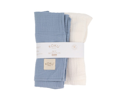 Pack 2 Mussole Media Grigio Azzurro 70x70cm 