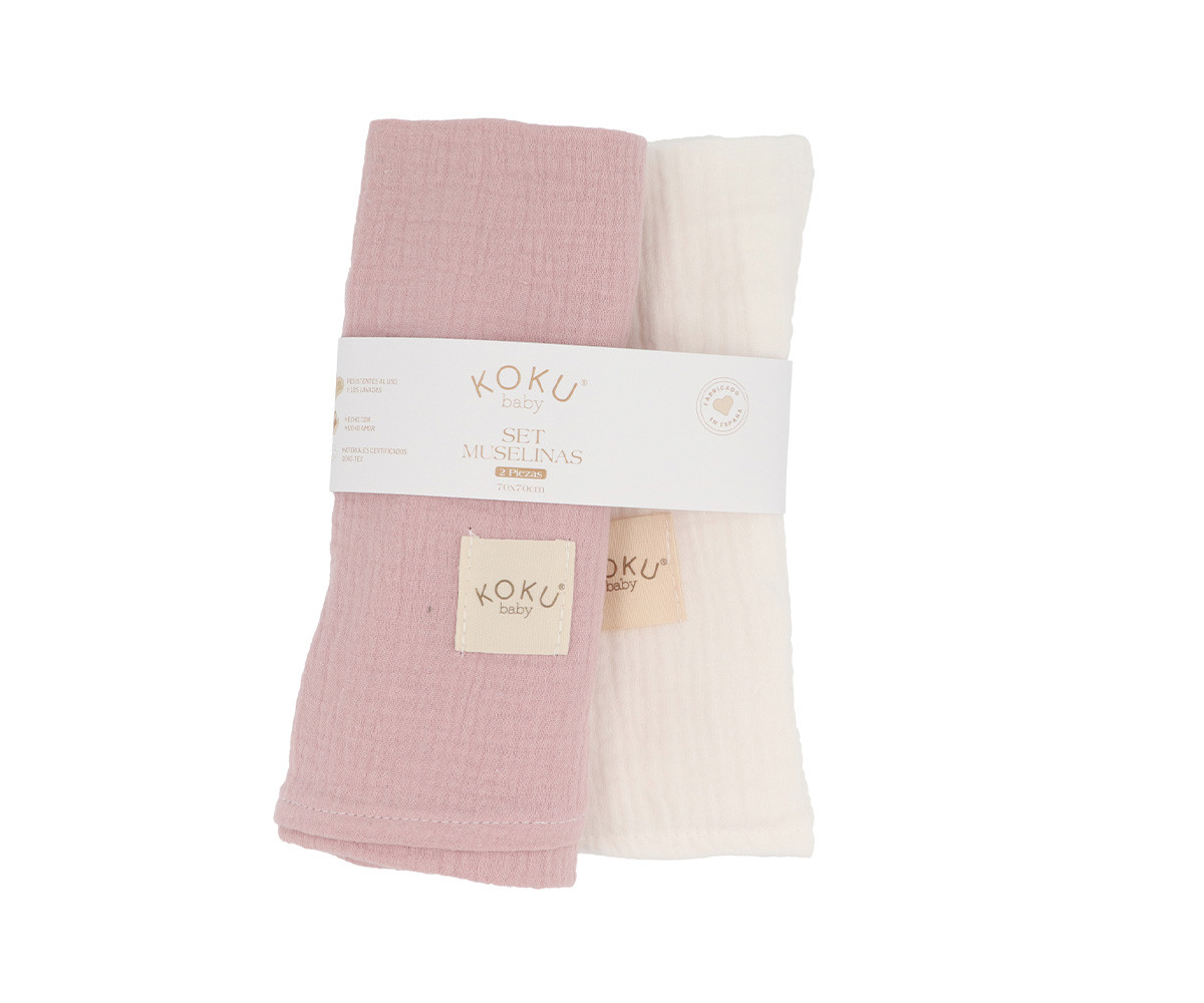 Pack 2 Mussole Media Rosa 70x70cm