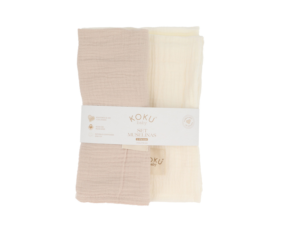 Pack 2 Mussole Media Naturale 70x70cm