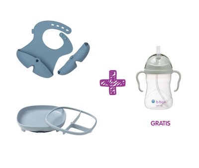 PROMO Piatto e Bavaglio Ocean Silicone + Tazza Sage
