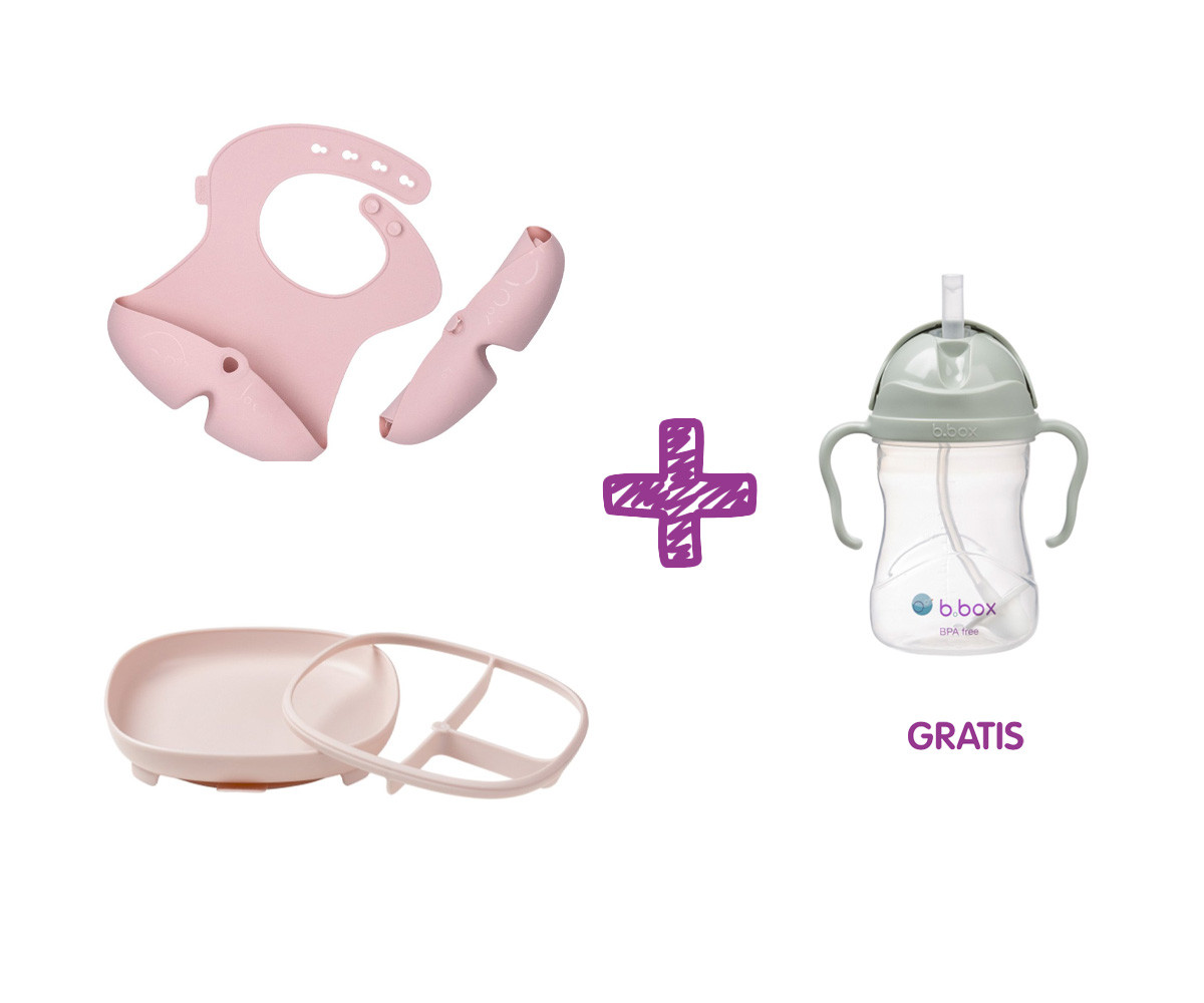 PROMO Piatto e Bavaglio Blush Silicone + Tazza Sage