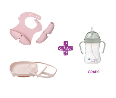 PROMO Piatto e Bavaglio Blush Silicone + Tazza Sage