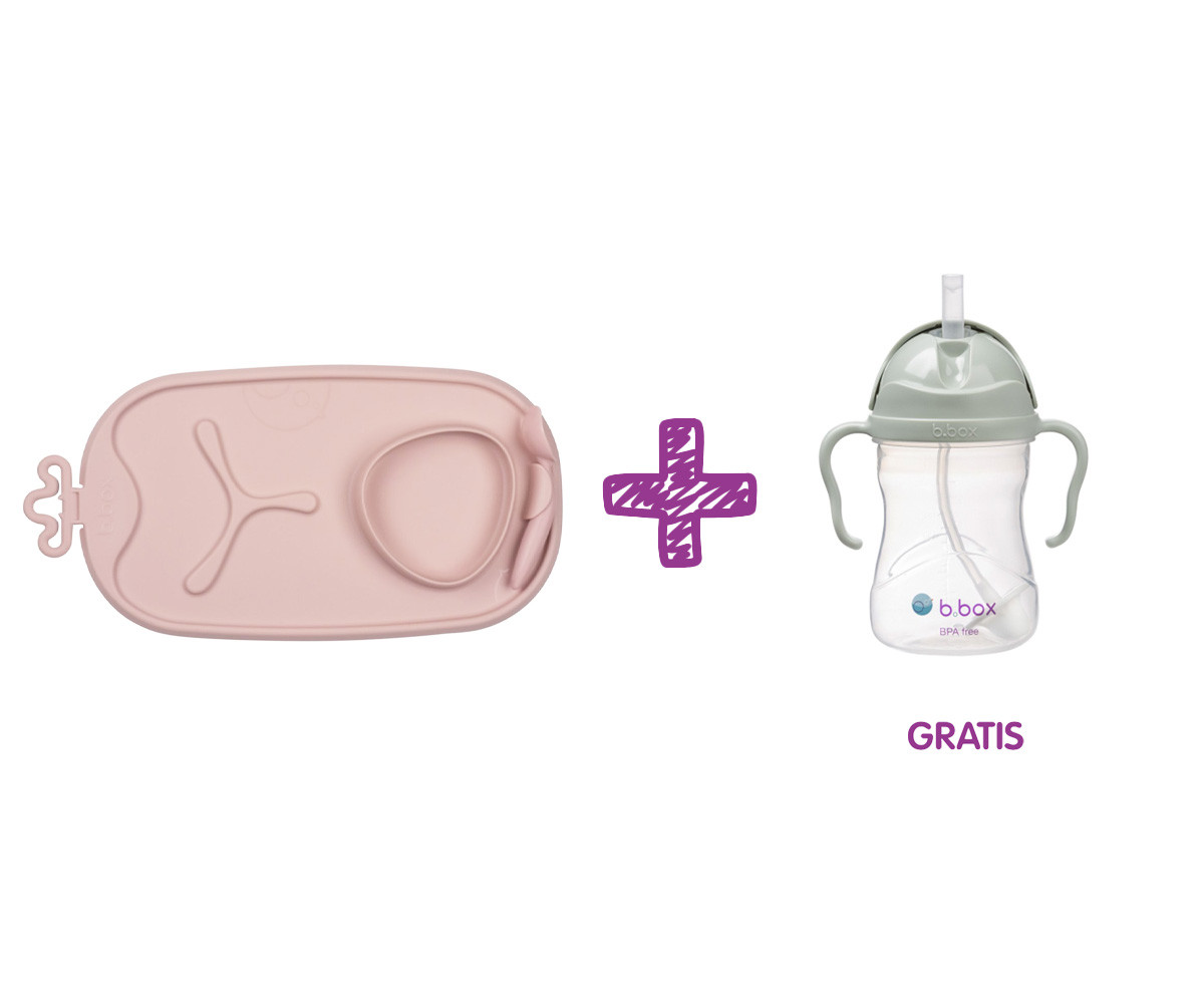 PROMO Vassoio Blush Silicone Roll & Go con Cucchiaino + Tazza Sage