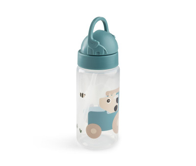 Botella Plástico con Pajita Tiny Farm Blue 350ml
