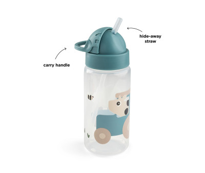Botella Plástico con Pajita Tiny Farm Blue 350ml