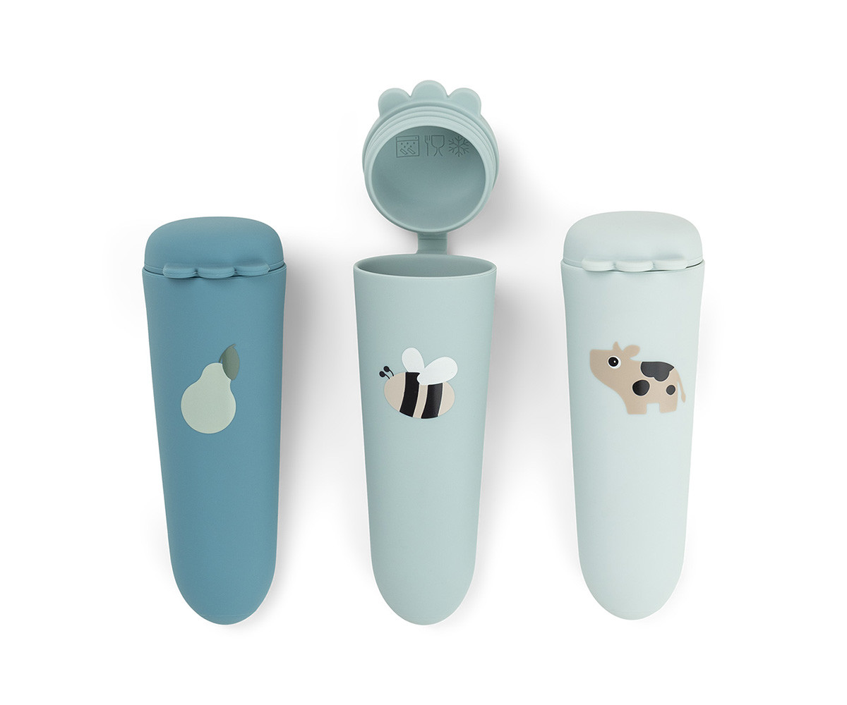 Set 3 Moldes de Silicona para Helados Tiny Farm Blue