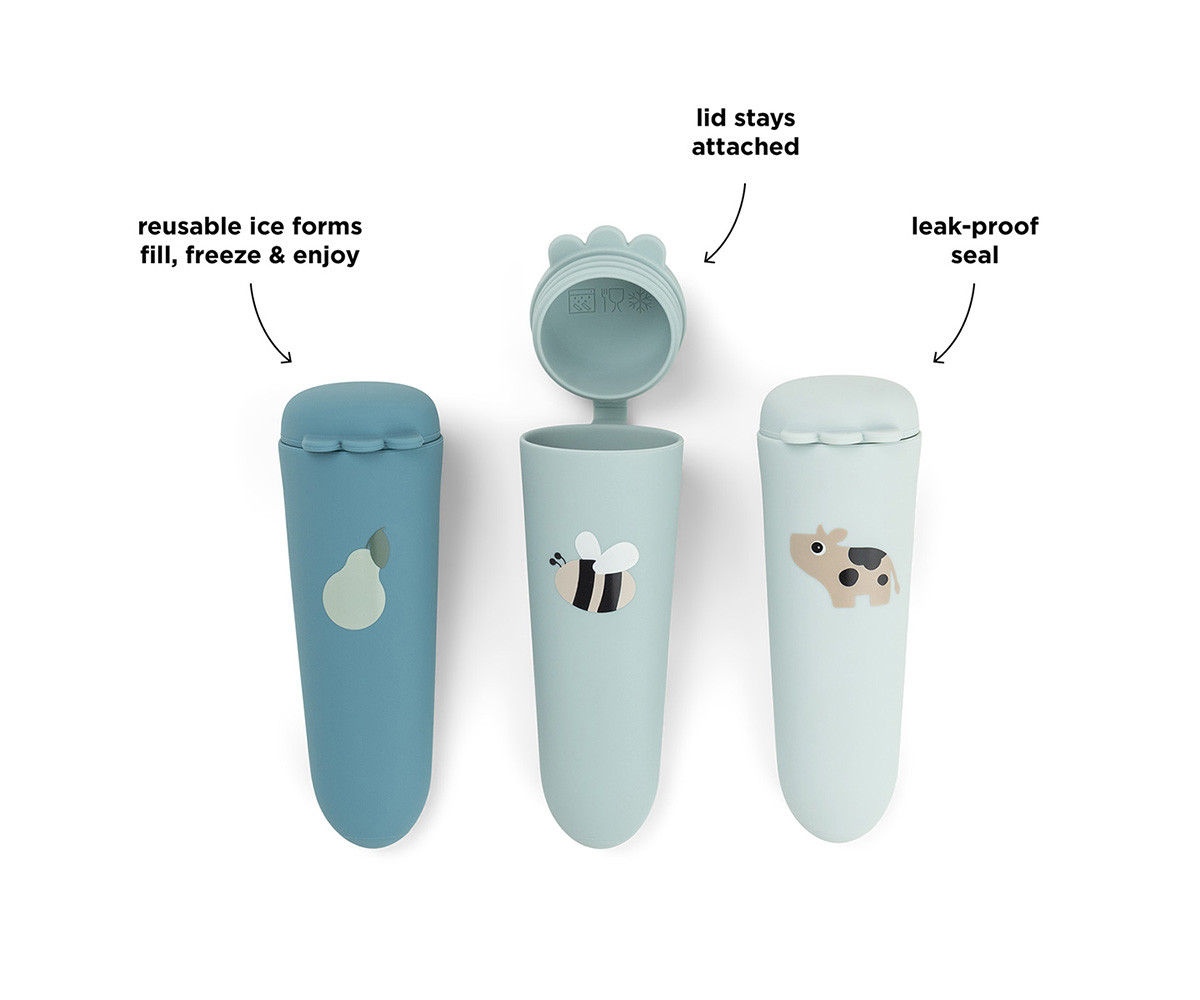 Set 3 Moldes de Silicona para Helados Tiny Farm Blue