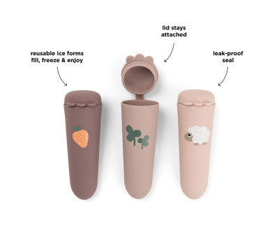 Set 3 Moldes de Silicona para Helados Tiny Farm Powder