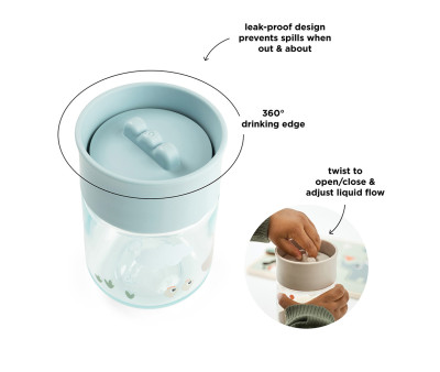 Vaso Antiderrame 360° Tiny Farm Blue