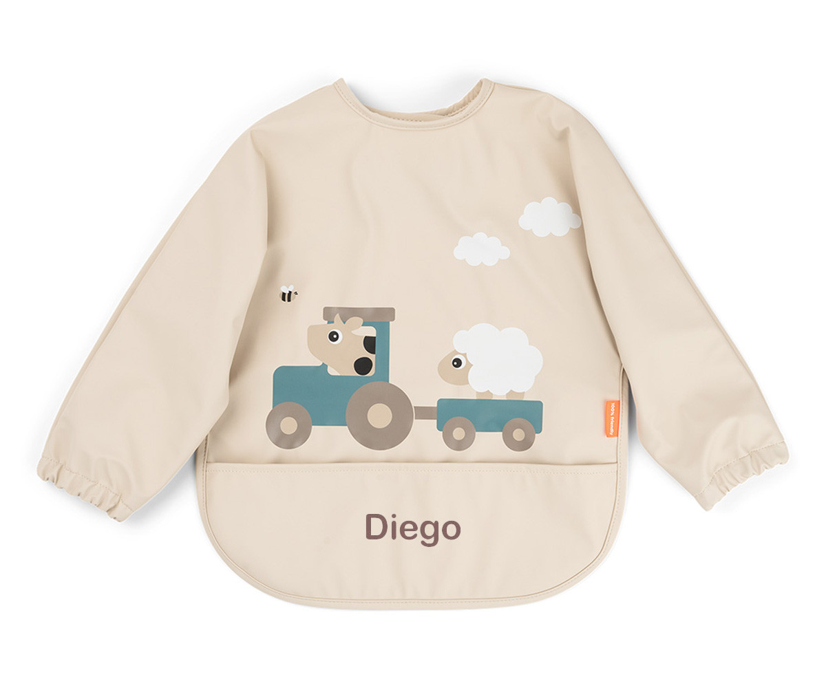 Babero con Mangas Tiny Farm Sand 6-18m Personalizable
