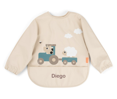 Babero con Mangas Tiny Farm Sand 6-18m Personalizable