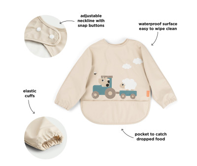 Babero con Mangas Tiny Farm Sand 6-18m Personalizable